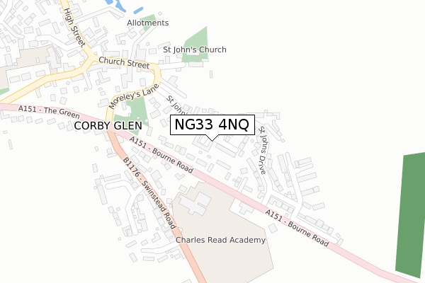NG33 4NQ map - large scale - OS Open Zoomstack (Ordnance Survey)