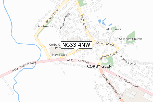 NG33 4NW map - large scale - OS Open Zoomstack (Ordnance Survey)