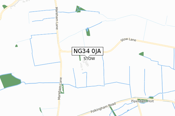 NG34 0JA map - small scale - OS Open Zoomstack (Ordnance Survey)