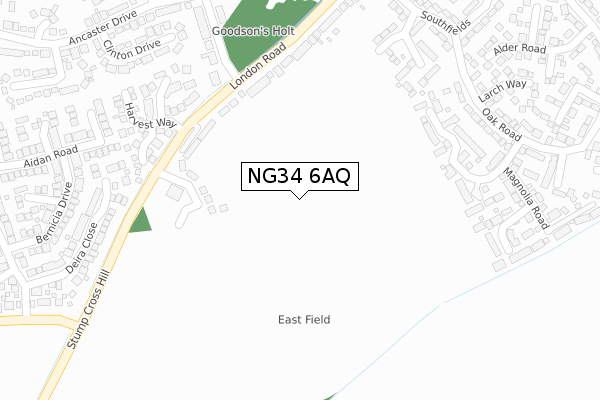NG34 6AQ map - large scale - OS Open Zoomstack (Ordnance Survey)