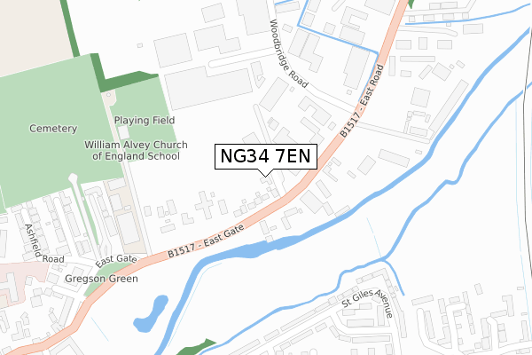 NG34 7EN map - large scale - OS Open Zoomstack (Ordnance Survey)