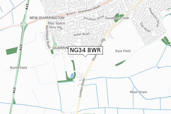 NG34 8WR map - small scale - OS Open Zoomstack (Ordnance Survey)