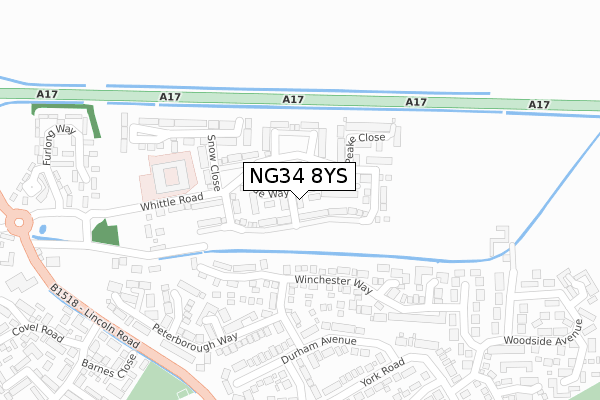 NG34 8YS map - large scale - OS Open Zoomstack (Ordnance Survey) NG34 8YS map - large scale - OS Open Zoomstack (Ordnance Survey)