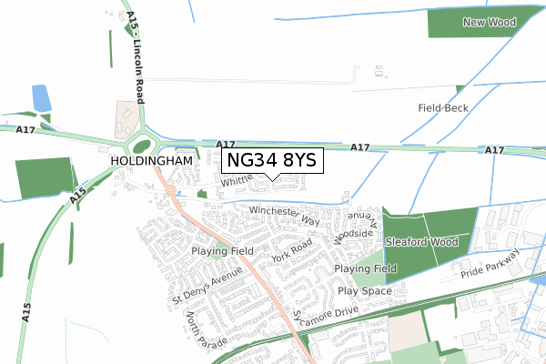 NG34 8YS map - small scale - OS Open Zoomstack (Ordnance Survey) NG34 8YS map - small scale - OS Open Zoomstack (Ordnance Survey)