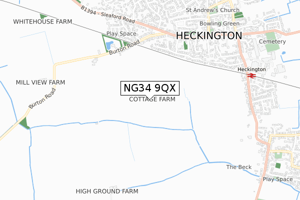 NG34 9QX map - small scale - OS Open Zoomstack (Ordnance Survey) NG34 9QX map - small scale - OS Open Zoomstack (Ordnance Survey)
