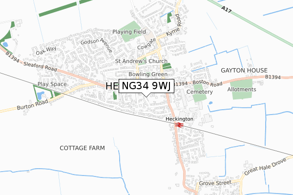 NG34 9WJ map - small scale - OS Open Zoomstack (Ordnance Survey) NG34 9WJ map - small scale - OS Open Zoomstack (Ordnance Survey)