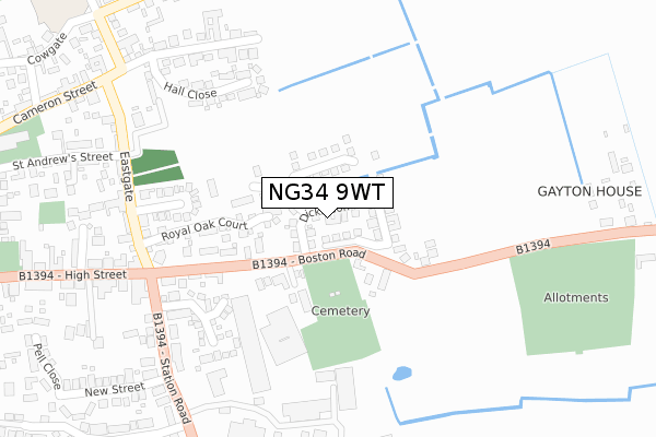 NG34 9WT map - large scale - OS Open Zoomstack (Ordnance Survey) NG34 9WT map - large scale - OS Open Zoomstack (Ordnance Survey)