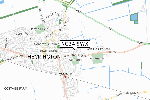 NG34 9WX map - small scale - OS Open Zoomstack (Ordnance Survey) NG34 9WX map - small scale - OS Open Zoomstack (Ordnance Survey)