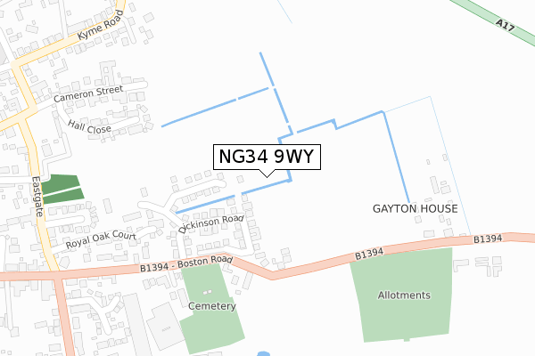 NG34 9WY map - large scale - OS Open Zoomstack (Ordnance Survey) NG34 9WY map - large scale - OS Open Zoomstack (Ordnance Survey)