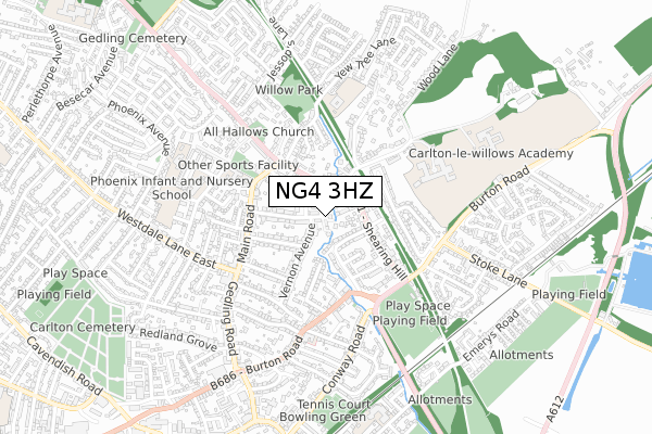 NG4 3HZ map - small scale - OS Open Zoomstack (Ordnance Survey) NG4 3HZ map - small scale - OS Open Zoomstack (Ordnance Survey)