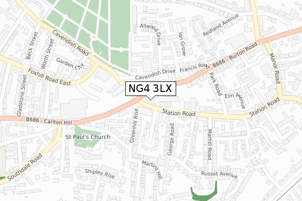 NG4 3LX map - large scale - OS Open Zoomstack (Ordnance Survey)