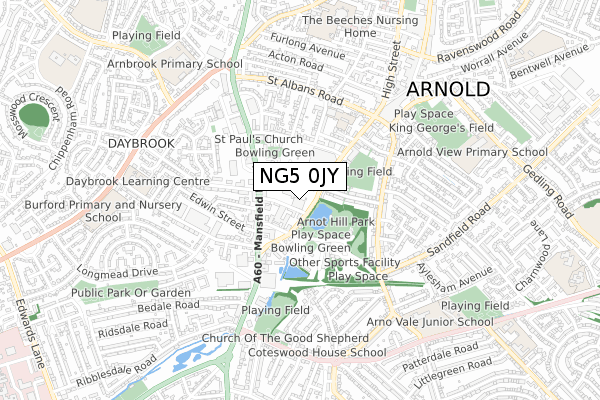 NG5 0JY map - small scale - OS Open Zoomstack (Ordnance Survey) NG5 0JY map - small scale - OS Open Zoomstack (Ordnance Survey)