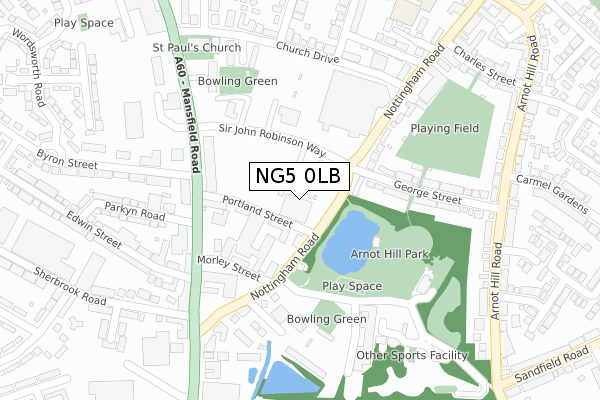 NG5 0LB map - large scale - OS Open Zoomstack (Ordnance Survey) NG5 0LB map - large scale - OS Open Zoomstack (Ordnance Survey)