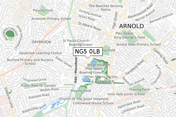 NG5 0LB map - small scale - OS Open Zoomstack (Ordnance Survey) NG5 0LB map - small scale - OS Open Zoomstack (Ordnance Survey)