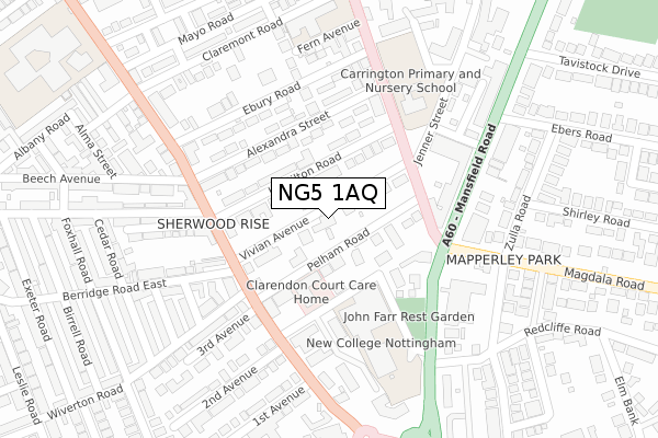 NG5 1AQ map - large scale - OS Open Zoomstack (Ordnance Survey) NG5 1AQ map - large scale - OS Open Zoomstack (Ordnance Survey)