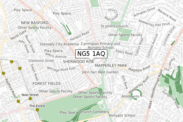 NG5 1AQ map - small scale - OS Open Zoomstack (Ordnance Survey) NG5 1AQ map - small scale - OS Open Zoomstack (Ordnance Survey)