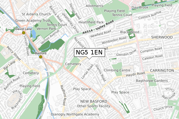 NG5 1EN map - small scale - OS Open Zoomstack (Ordnance Survey)