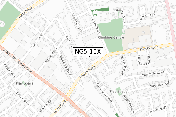 NG5 1EX map - large scale - OS Open Zoomstack (Ordnance Survey)