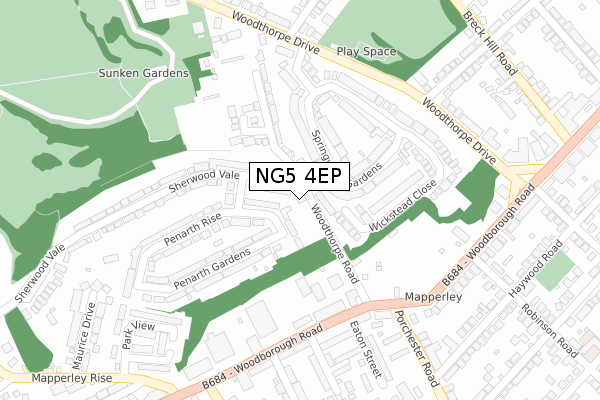 NG5 4EP map - large scale - OS Open Zoomstack (Ordnance Survey)