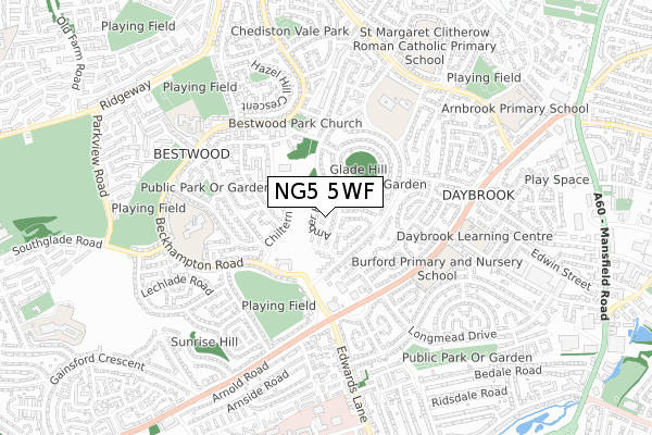 NG5 5WF map - small scale - OS Open Zoomstack (Ordnance Survey) NG5 5WF map - small scale - OS Open Zoomstack (Ordnance Survey)