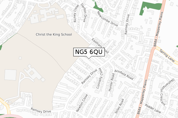 NG5 6QU map - large scale - OS Open Zoomstack (Ordnance Survey)