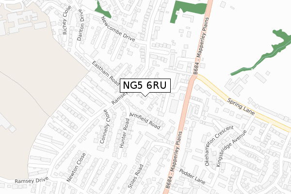 NG5 6RU map - large scale - OS Open Zoomstack (Ordnance Survey)