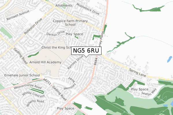 NG5 6RU map - small scale - OS Open Zoomstack (Ordnance Survey)