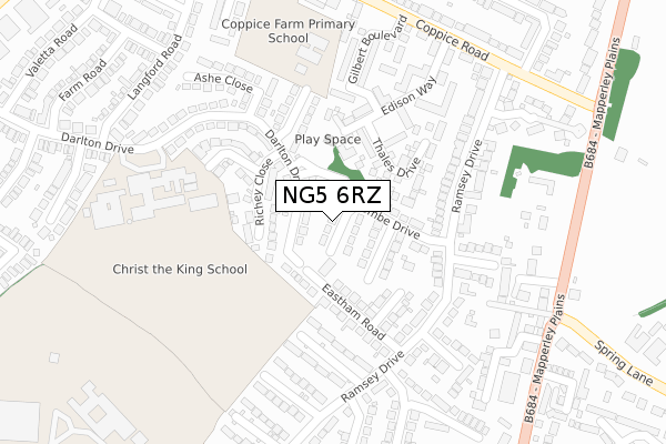 NG5 6RZ map - large scale - OS Open Zoomstack (Ordnance Survey)