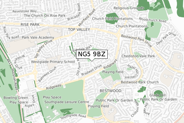 NG5 9BZ map - small scale - OS Open Zoomstack (Ordnance Survey) NG5 9BZ map - small scale - OS Open Zoomstack (Ordnance Survey)