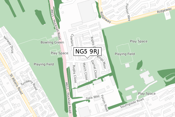 NG5 9RJ map - large scale - OS Open Zoomstack (Ordnance Survey)