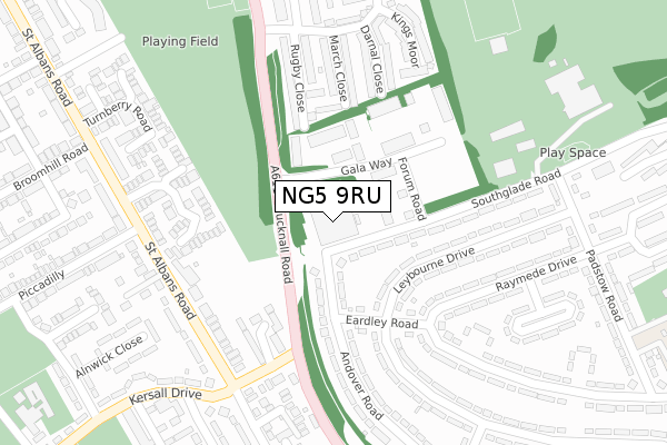 NG5 9RU map - large scale - OS Open Zoomstack (Ordnance Survey)