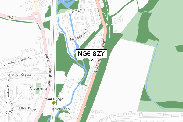 NG6 8ZY map - large scale - OS Open Zoomstack (Ordnance Survey) NG6 8ZY map - large scale - OS Open Zoomstack (Ordnance Survey)
