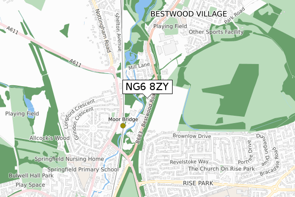 NG6 8ZY map - small scale - OS Open Zoomstack (Ordnance Survey) NG6 8ZY map - small scale - OS Open Zoomstack (Ordnance Survey)