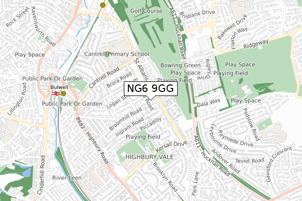 NG6 9GG map - small scale - OS Open Zoomstack (Ordnance Survey)