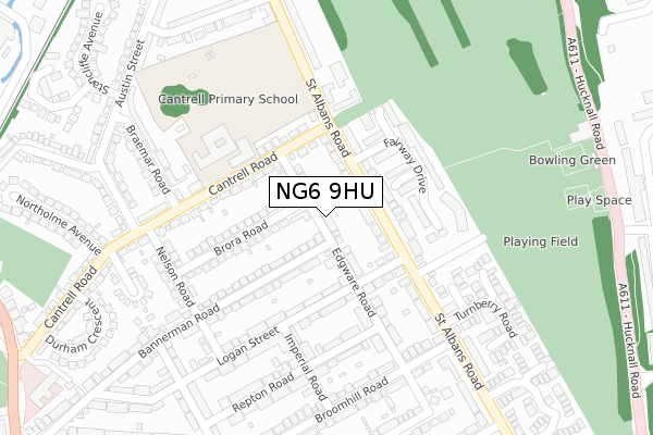 NG6 9HU map - large scale - OS Open Zoomstack (Ordnance Survey)