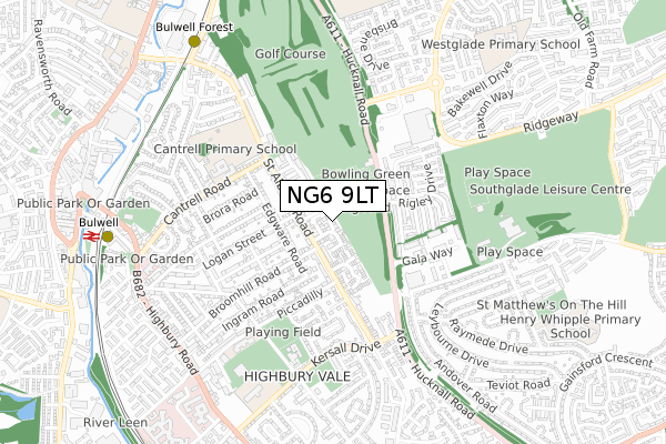 NG6 9LT map - small scale - OS Open Zoomstack (Ordnance Survey)