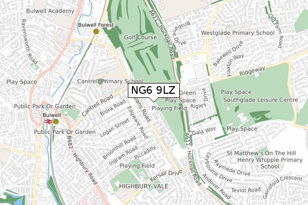 NG6 9LZ map - small scale - OS Open Zoomstack (Ordnance Survey) NG6 9LZ map - small scale - OS Open Zoomstack (Ordnance Survey)