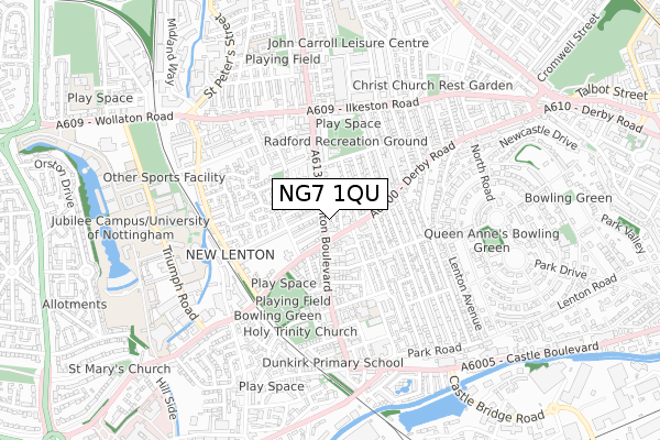 NG7 1QU map - small scale - OS Open Zoomstack (Ordnance Survey) NG7 1QU map - small scale - OS Open Zoomstack (Ordnance Survey)