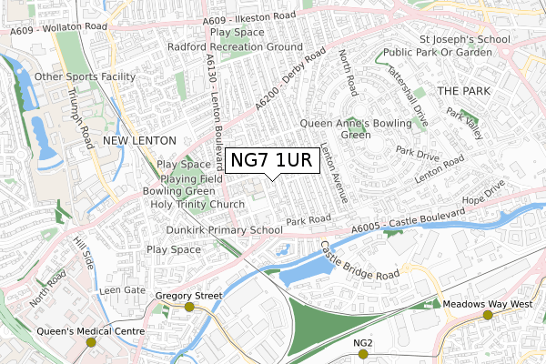 NG7 1UR map - small scale - OS Open Zoomstack (Ordnance Survey) NG7 1UR map - small scale - OS Open Zoomstack (Ordnance Survey)