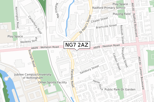NG7 2AZ map - large scale - OS Open Zoomstack (Ordnance Survey) NG7 2AZ map - large scale - OS Open Zoomstack (Ordnance Survey)