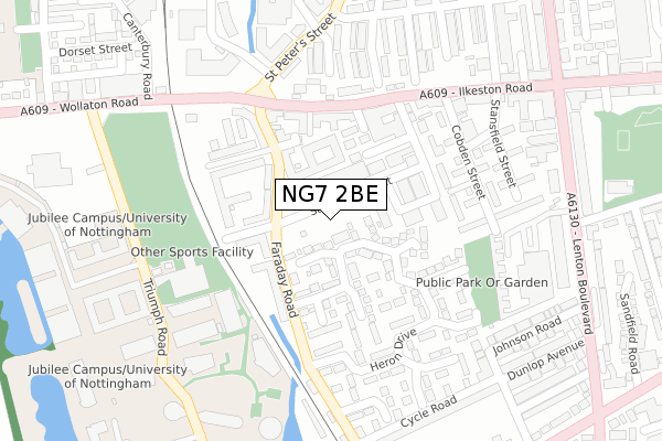 NG7 2BE map - large scale - OS Open Zoomstack (Ordnance Survey)