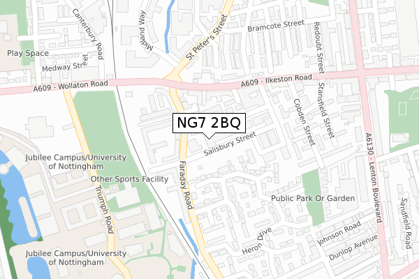 NG7 2BQ map - large scale - OS Open Zoomstack (Ordnance Survey)