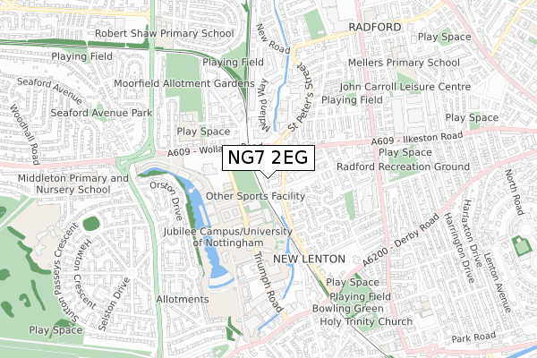 NG7 2EG map - small scale - OS Open Zoomstack (Ordnance Survey)