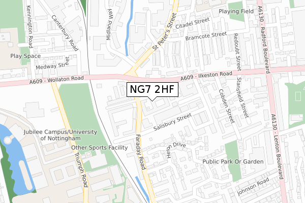 NG7 2HF map - large scale - OS Open Zoomstack (Ordnance Survey)