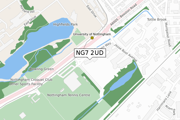 NG7 2UD map - large scale - OS Open Zoomstack (Ordnance Survey)