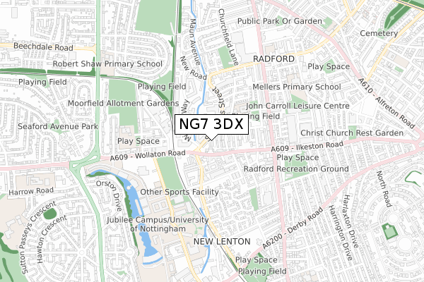 NG7 3DX map - small scale - OS Open Zoomstack (Ordnance Survey)