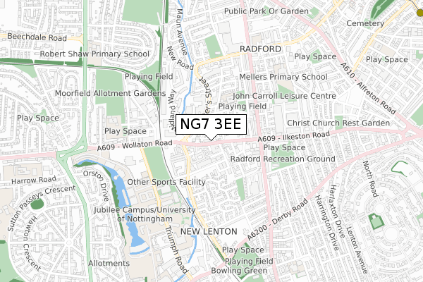 NG7 3EE map - small scale - OS Open Zoomstack (Ordnance Survey)