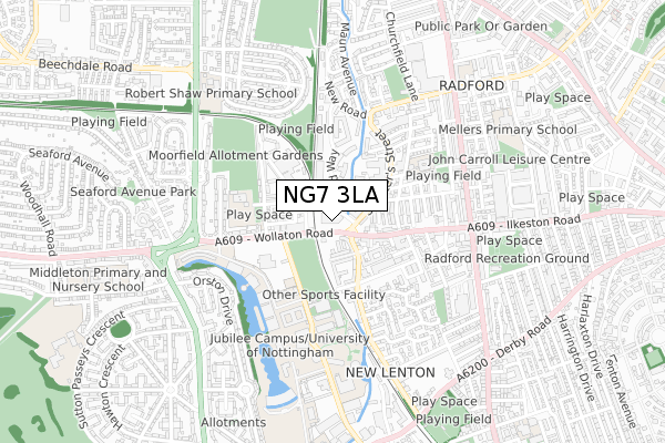 NG7 3LA map - small scale - OS Open Zoomstack (Ordnance Survey)