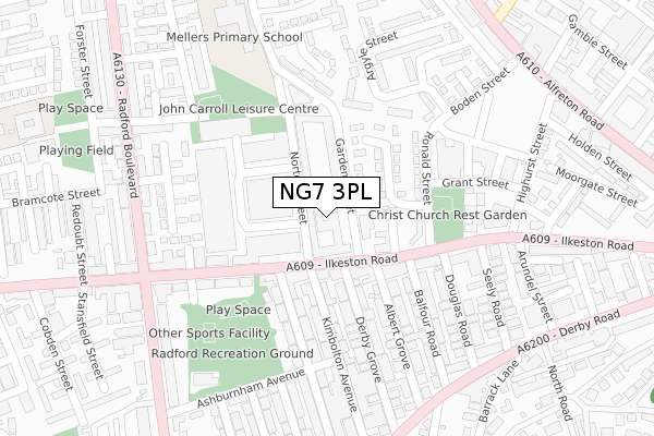 NG7 3PL map - large scale - OS Open Zoomstack (Ordnance Survey)