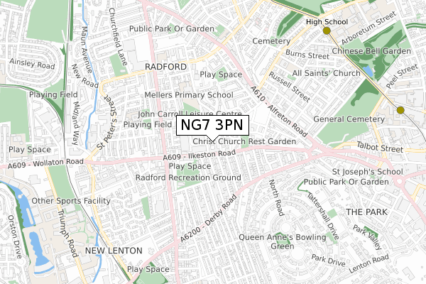 NG7 3PN map - small scale - OS Open Zoomstack (Ordnance Survey) NG7 3PN map - small scale - OS Open Zoomstack (Ordnance Survey)